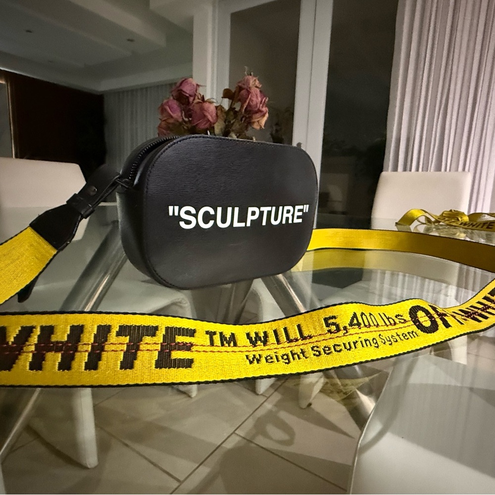 Off-White Black Bag with Yellow Strap